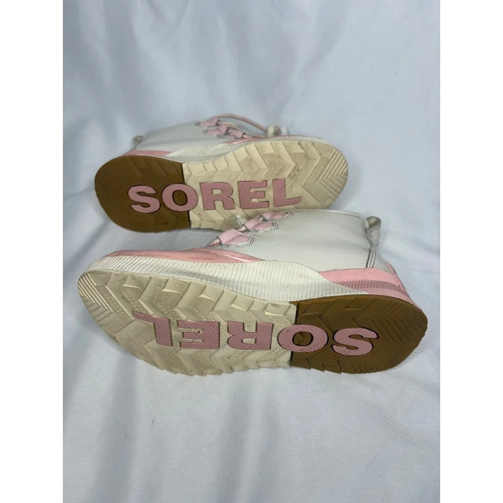 Sorel Out N About Kid 4 Waterproof Duck Boots Cream Metallic Pink Leather Rubber